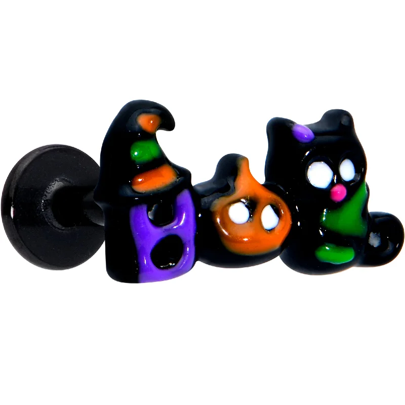 16 Gauge 5/16 Black Boo Party Halloween Labret Monroe Tragus