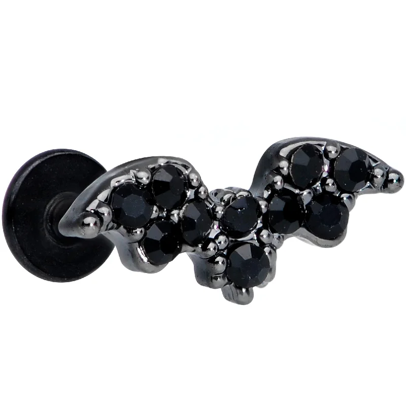 16 Gauge 5/16 Black Gem Black Bat Halloween Labret Monroe Tragus