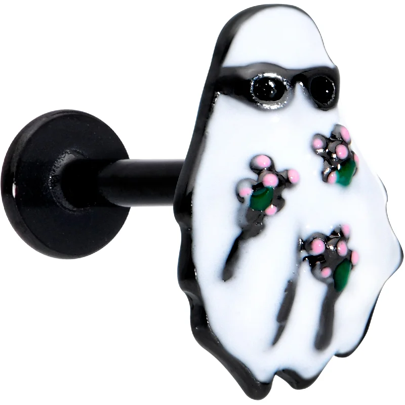 16 Gauge 5/16 Black Hipster Ghost Halloween Labret Monroe Tragus