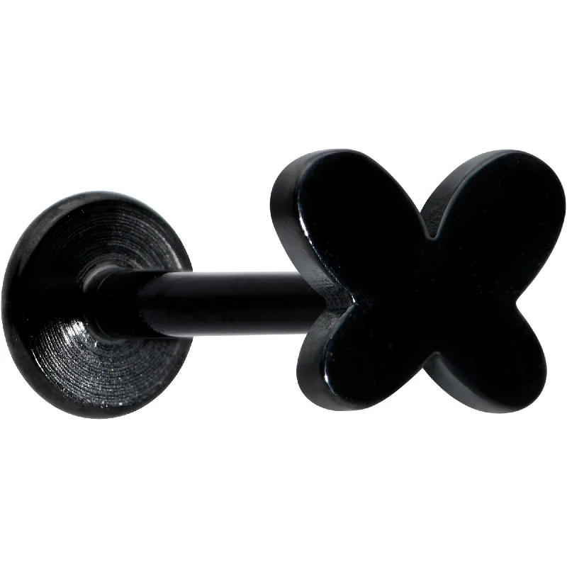 16 Gauge 5/16 Black Simple Butterfly Internally Threaded Labret Tragus