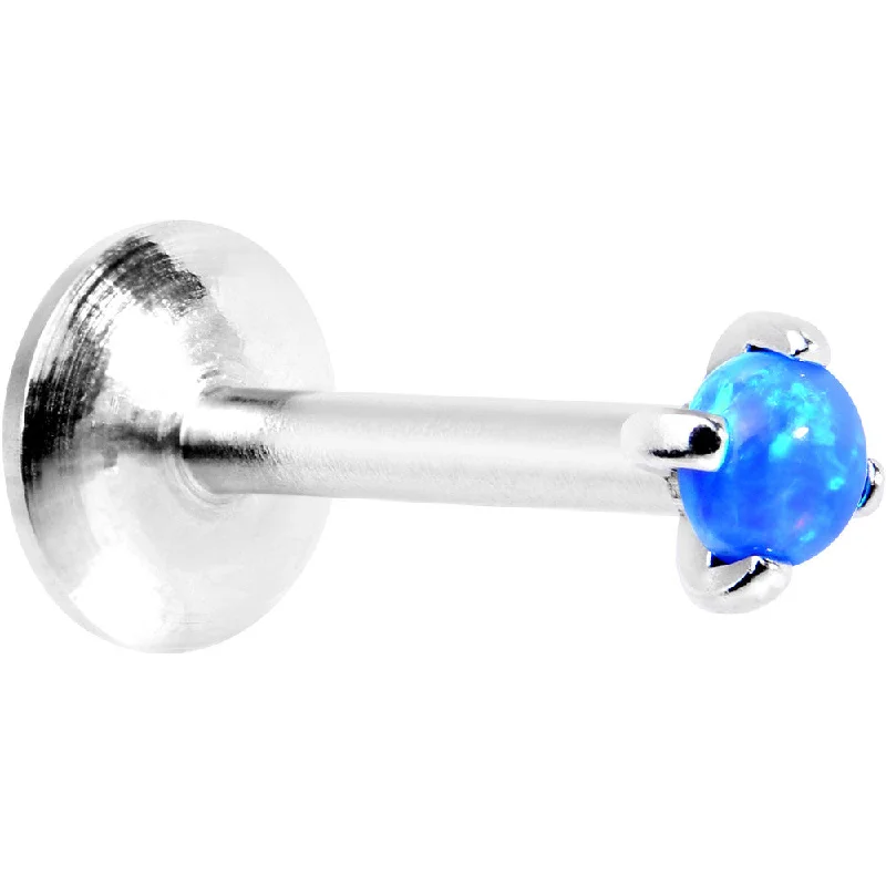 16 Gauge 5/16 Blue 2.5mm Synthetic Opal Internally Threaded Labret