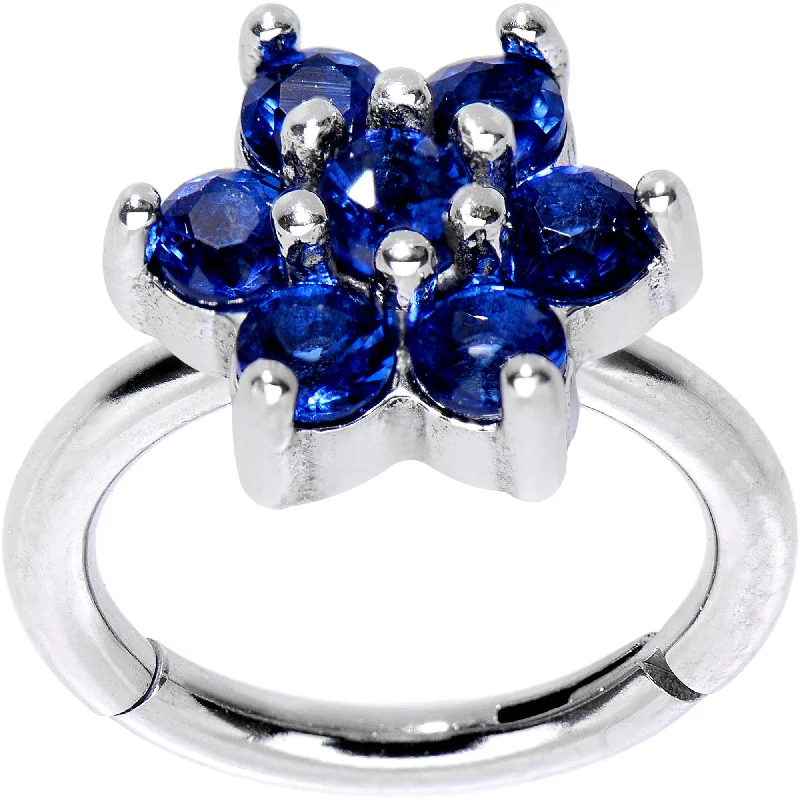 16 Gauge 5/16 Blue CZ Gem Hinged Segment Ring