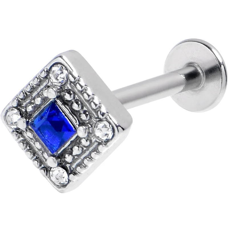 16 Gauge 5/16 Clear Blue Gem Rhombus Royale Labret Monroe Tragus