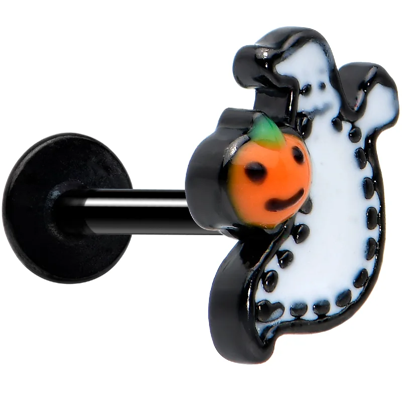 16 Gauge 5/16 Black Halloween Pumpkin Ghost Labret Monroe Tragus