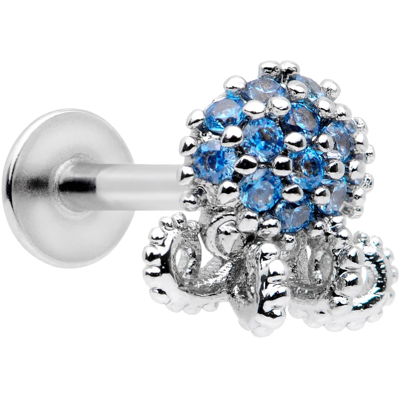 16 Gauge 5/16 Blue CZ Gem Ocean Jellyfish Labret Monroe Tragus