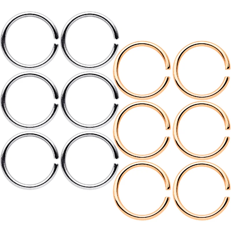 18 Gauge 5/16 Steel Rose Gold Tone Anodized Seamless Circular Ring Set of 12