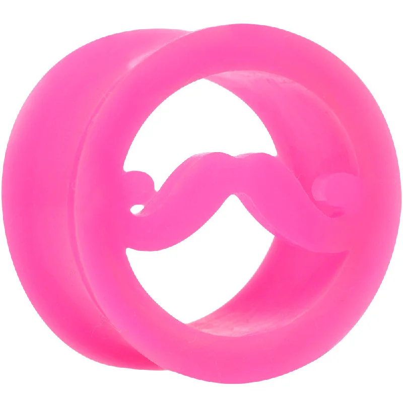 18mm Pink Silicone Dapper Mustache Tunnel Plug