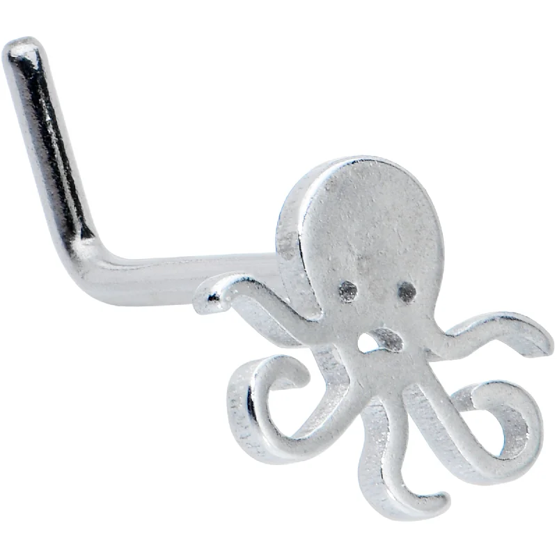 20 Gauge 1/4 Simple Cephalopod Octopus L Shape Nose Ring