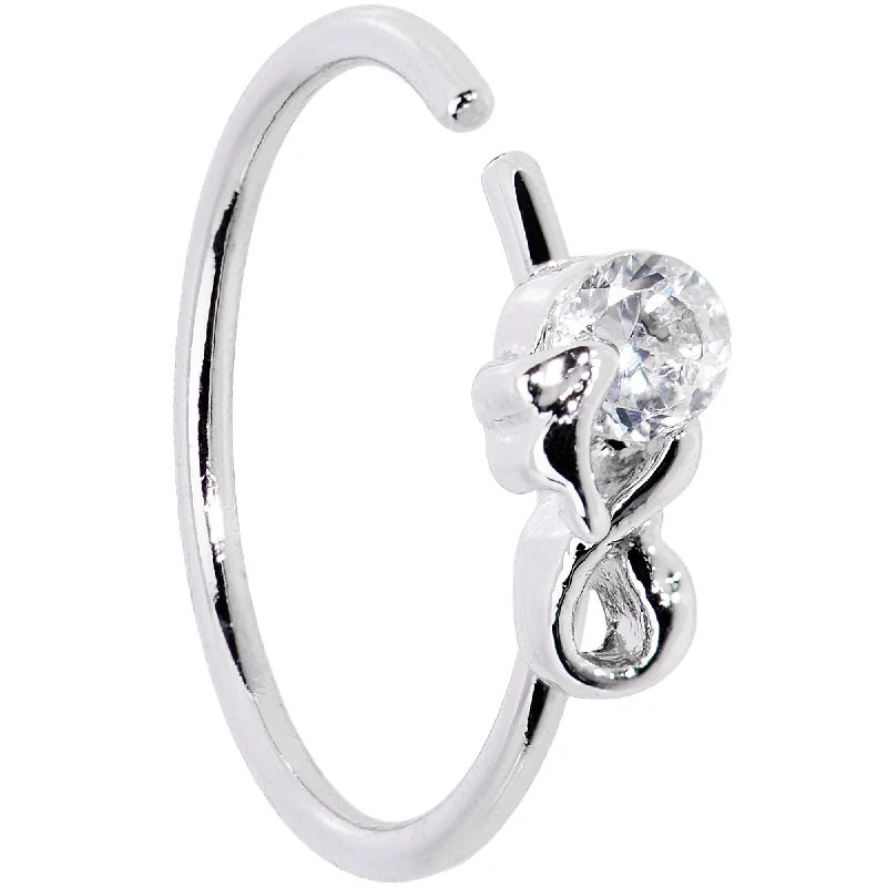 20 Gauge 3/8 Clear Gem Bow Seamless Circular Ring