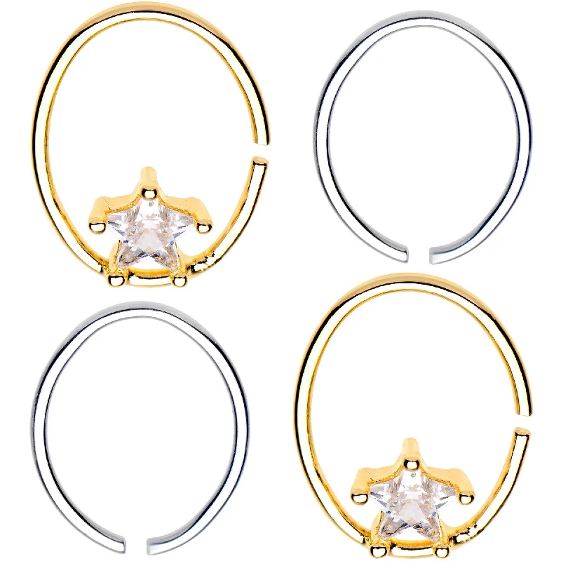 20 Gauge 3/8 Clear Star Gem Multi Circular Seamless Ring Set