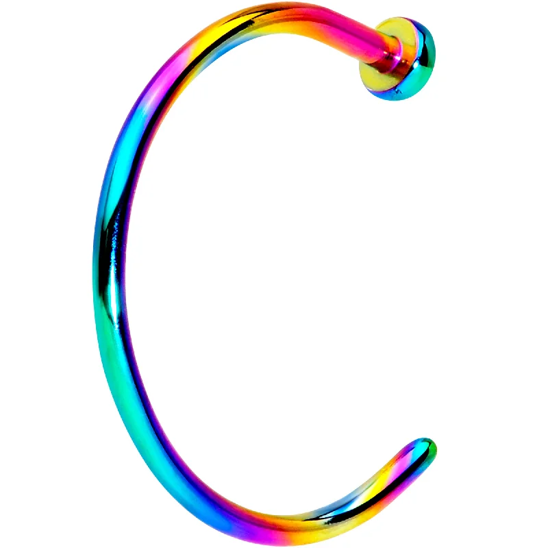 20 Gauge 3/8 Rainbow PVD Implant Grade Titanium Disc Nose Hoop