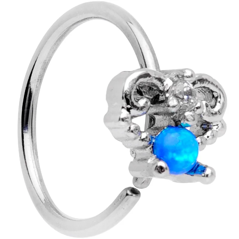 20 Gauge 5/16 Blue Synthetic Opal Fashion Seamless Circular Ring