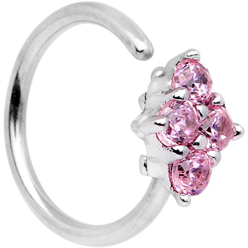 20 Gauge 5/16 Pink CZ Gem Cluster Seamless Circular Ring