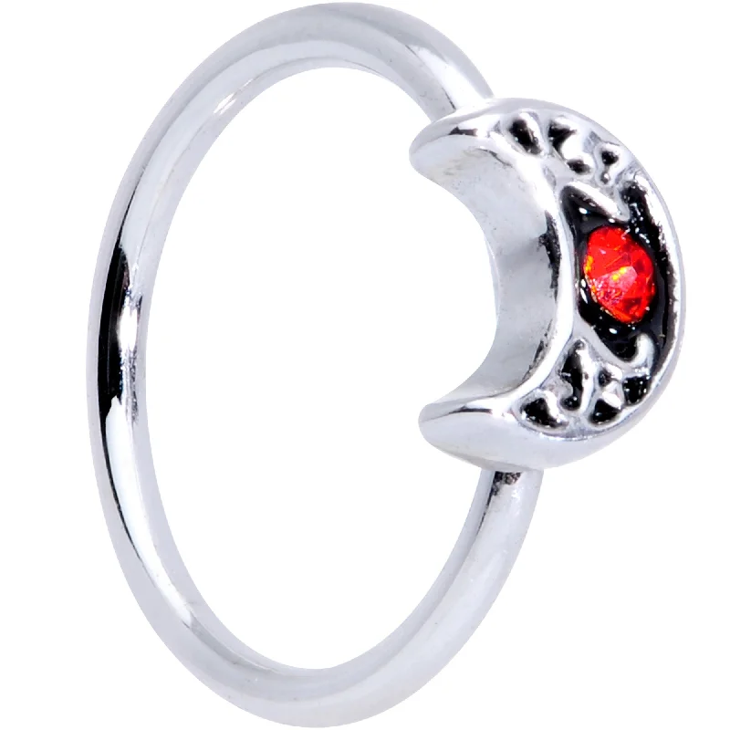 20 Gauge 5/16 Red Gem Crescent Moon Seamless Circular Ring