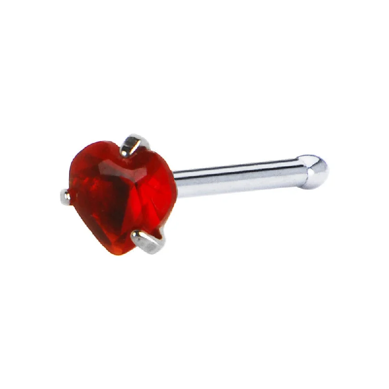 20 Gauge L. Siam Heart Cubic Zirconia Nose Bone