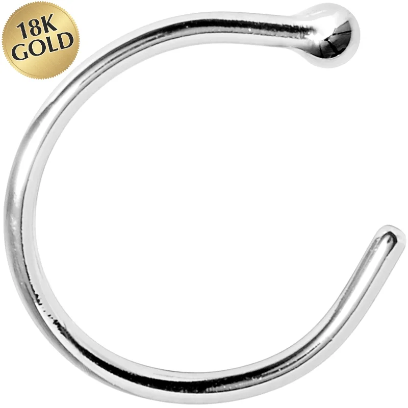 20 Gauge 3/8 Solid 18KT White Gold Nose Hoop