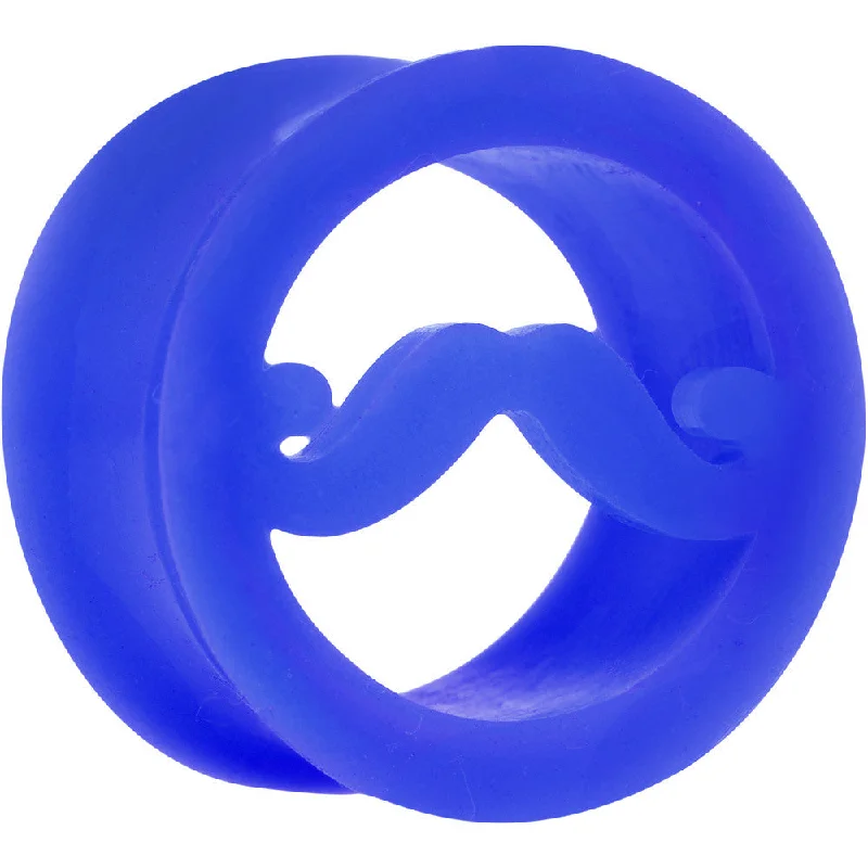 20mm Blue Silicone Dapper Mustache Tunnel Plug