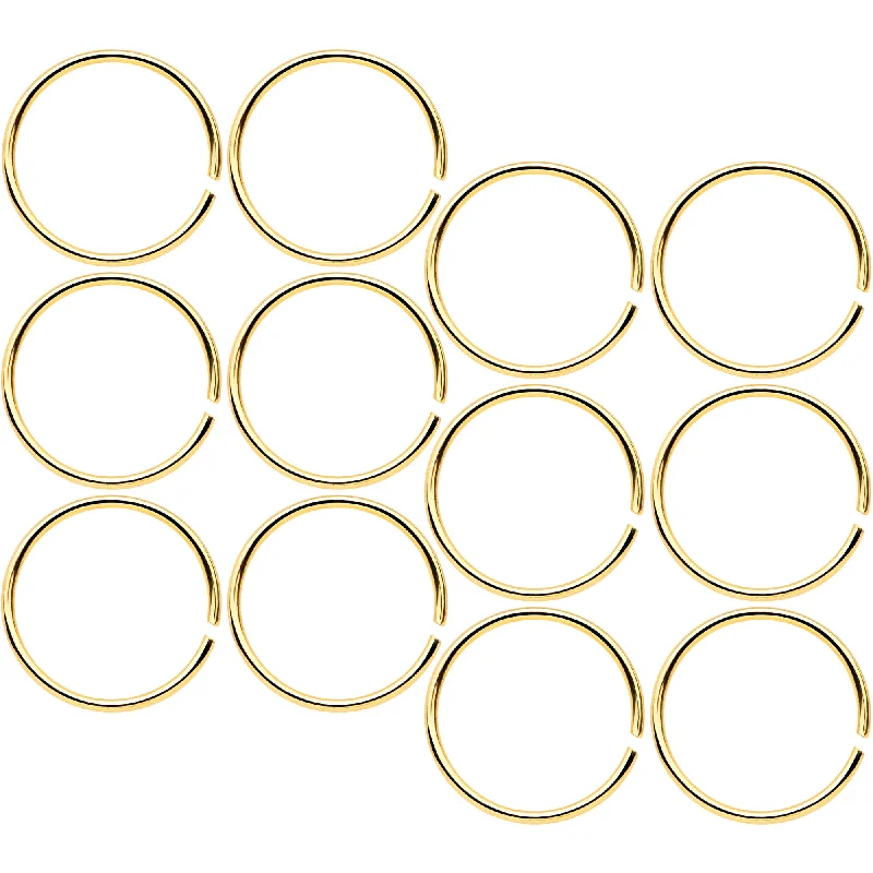 22 Gauge 5/16 Gold Tone Anodized Seamless Circular Ring Set of 12