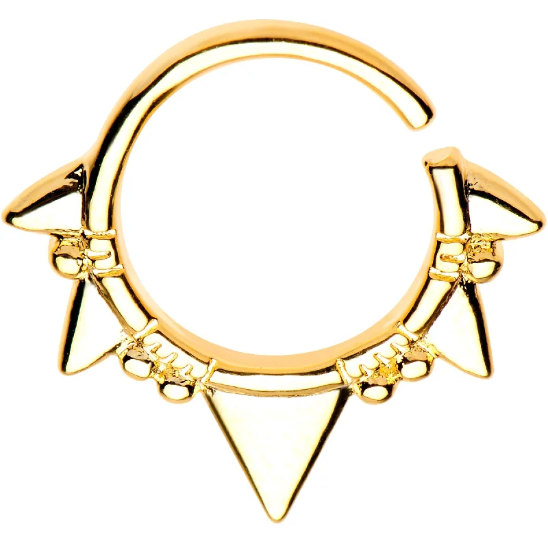 16 Gauge 5/16 Gold Plated Boho Triangles Seamless Circular Ring