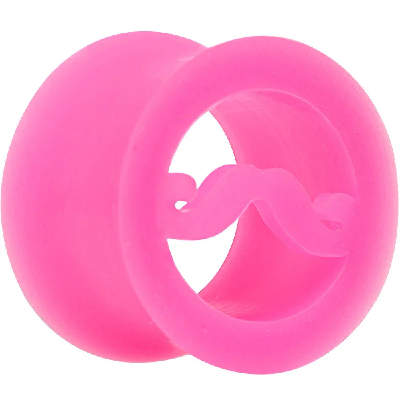 5/8 Pink Silicone Dapper Mustache Tunnel Plug