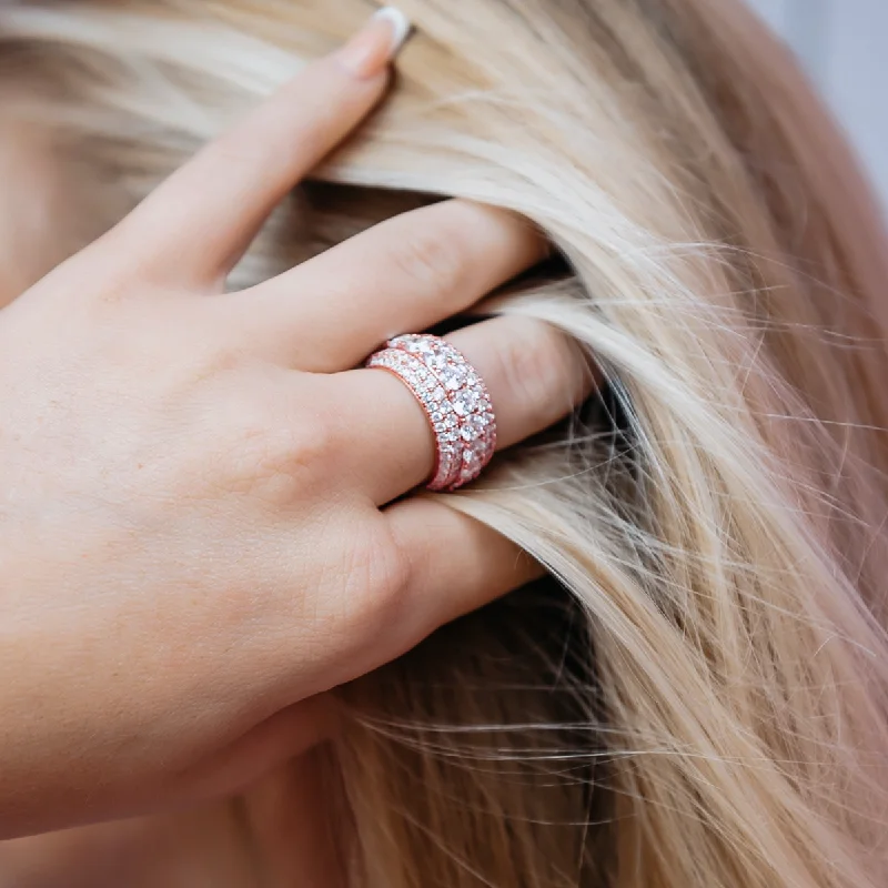 5 Layer Diamond Band Ring in Rose Gold Vermeil