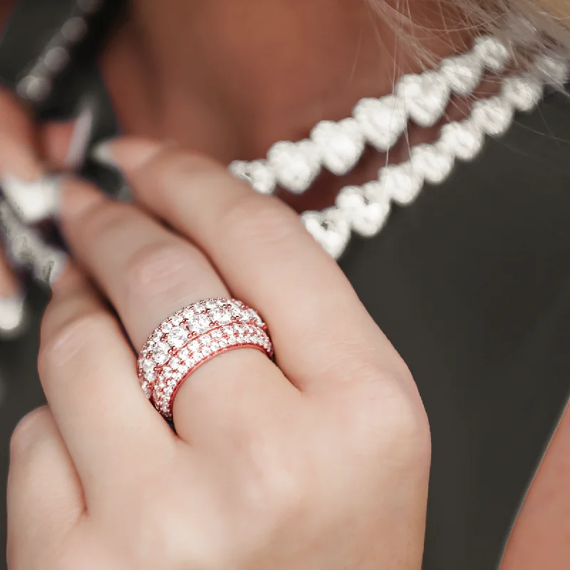 5 Layer Diamond Band Ring in Rose Gold Vermeil