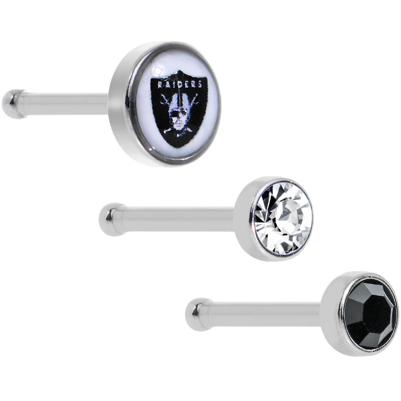 20 Gauge Licensed NFL Oakland Raiders Logo Nose Bone 3 Pack Set