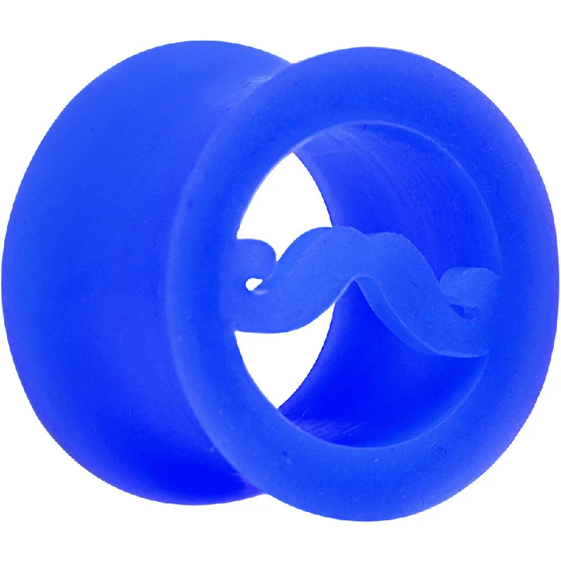 9/16 Blue Silicone Dapper Mustache Tunnel Plug