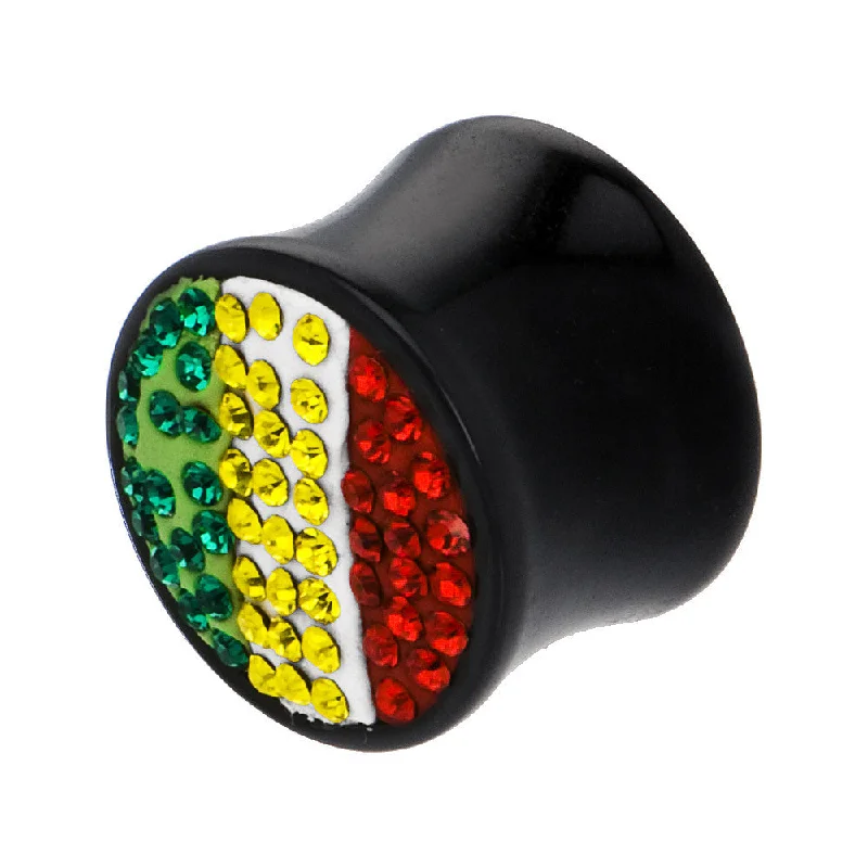 9/16 Gauge Crystal Rasta Saddle Plug