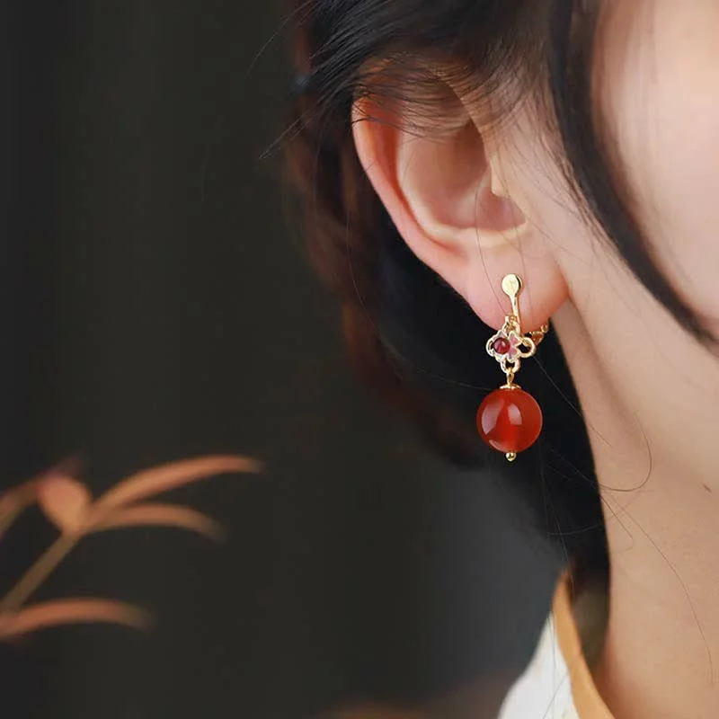 Red Agate Gold Plated Ear Clip