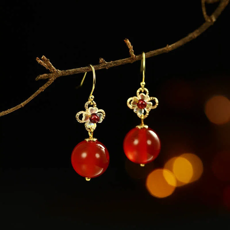 Red Agate&925 Sterling Silver Earrings