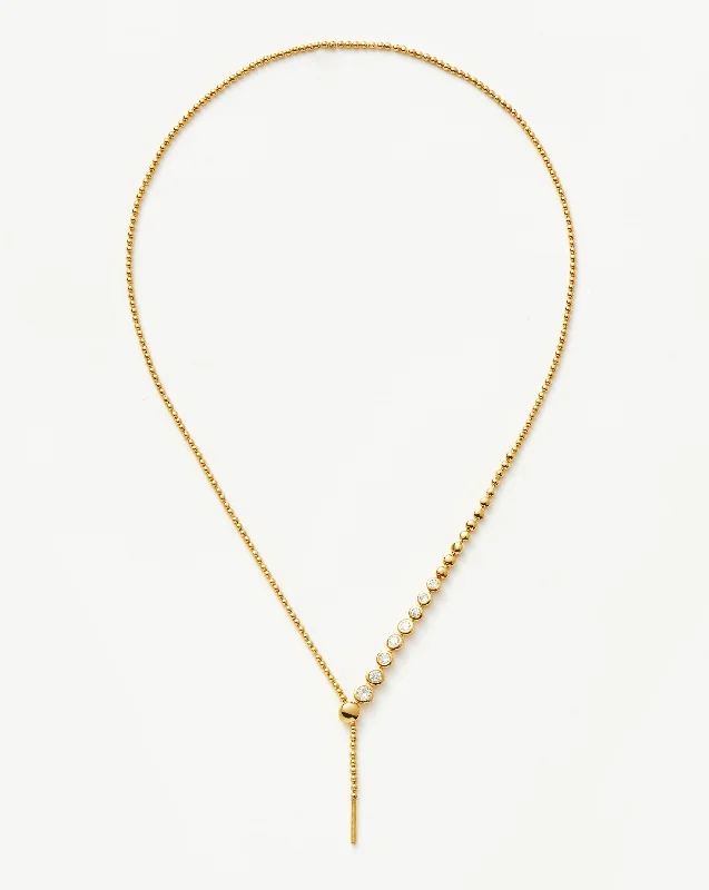 Beaded Stone Slider Lariat Necklace | 18k Gold Vermeil/Cubic Zirconia