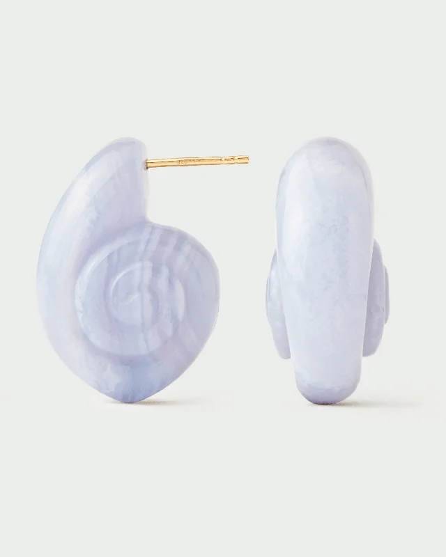 Blue lace agate Shell earrings