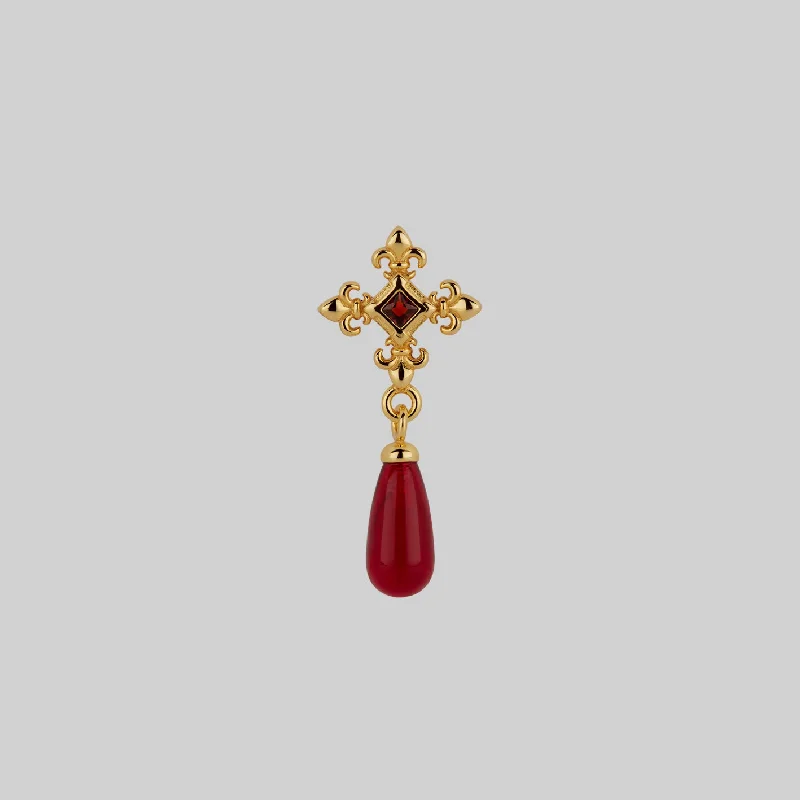 CRIMSON. Medieval Garnet Stud Earring - Gold