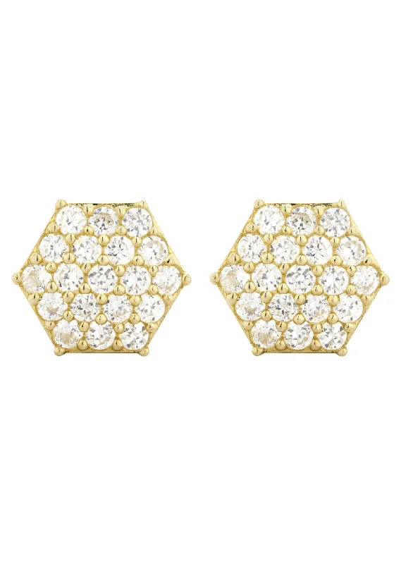 Cz 10K Yellow Gold Studs | Appx. Diameter 0.5 Inches