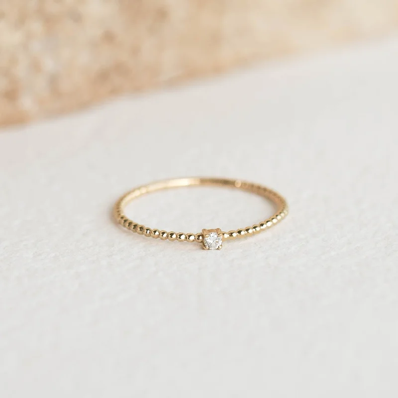 Diamond Beaded Ring 14k Gold - Natalie