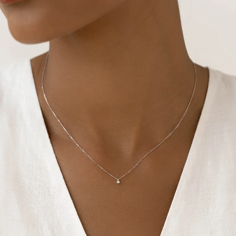 Diamond Pendant Necklace White Gold - Athena