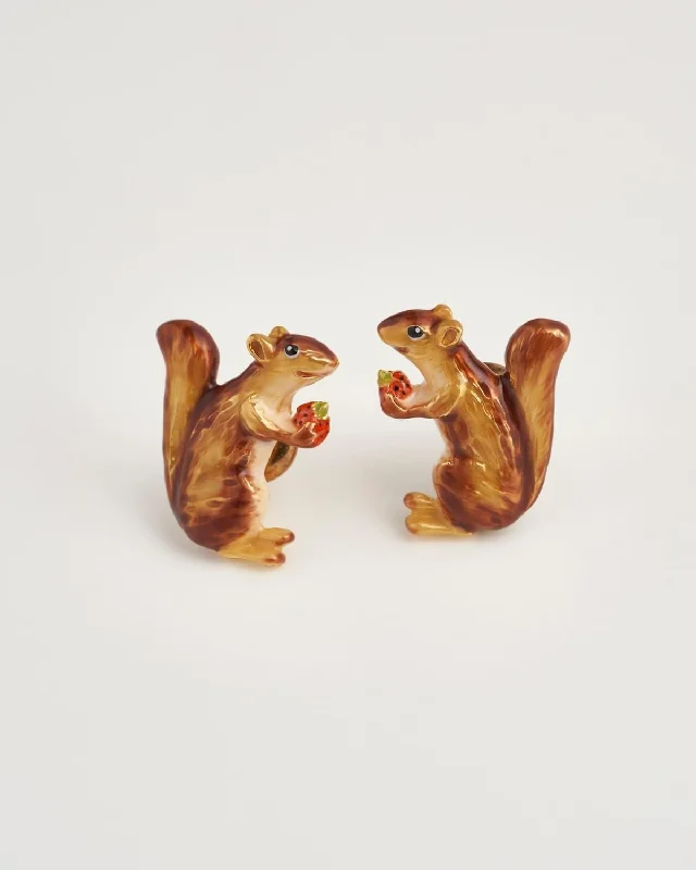 Enamel Cheeky Squirrel Stud Earrings