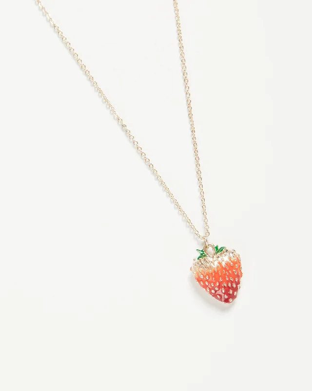 Enamel Short Strawberry Necklace