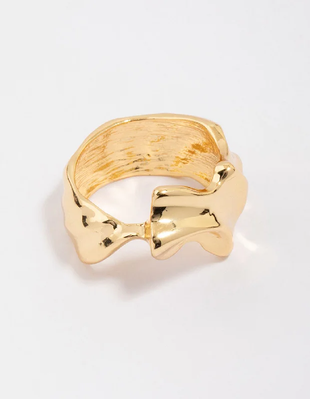 Gold Plated Molten Texture Band Ring