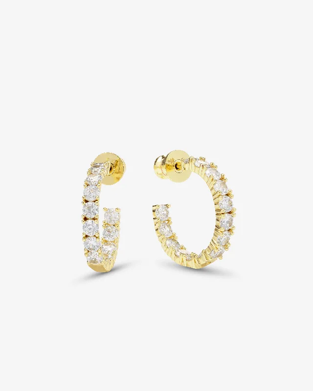 Heiress Hoops .75"" - Gold|White Diamondettes