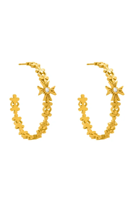 Ċetta's Maltese Cross Statement Hoop Earring Set