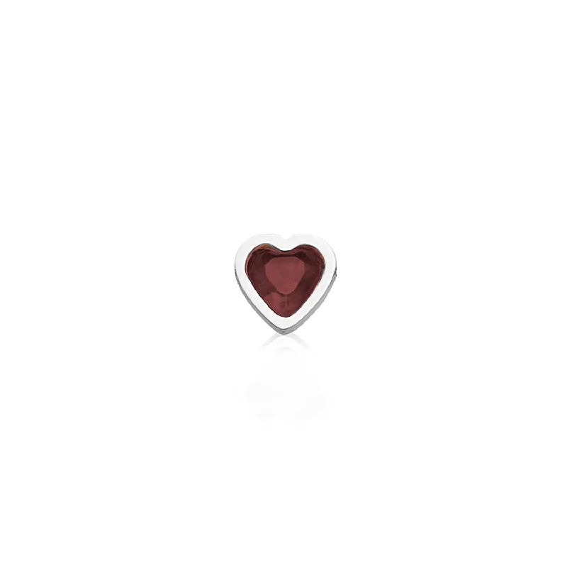 Mini Heart Birthstone Stud Earrings (Silver)