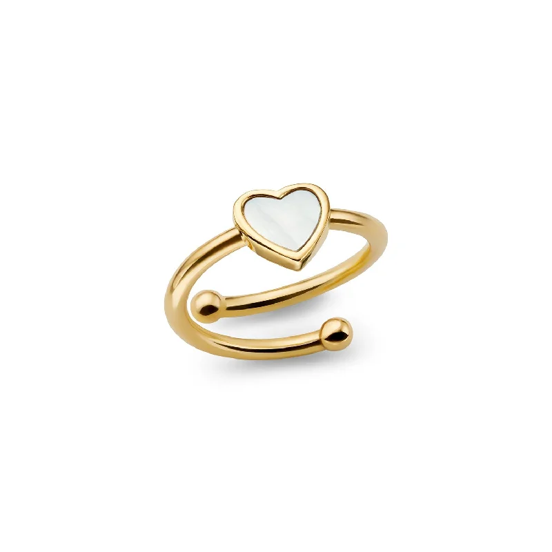 Mini Pearl Heart Ring (Gold)