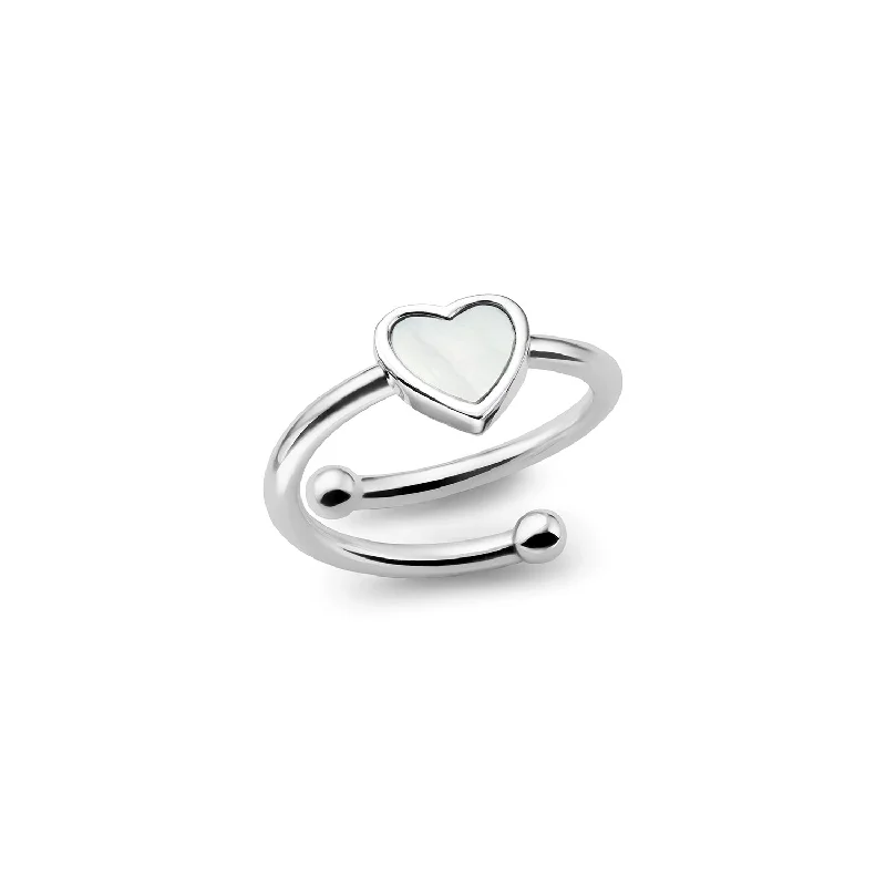 Mini Pearl Heart Ring (Silver)