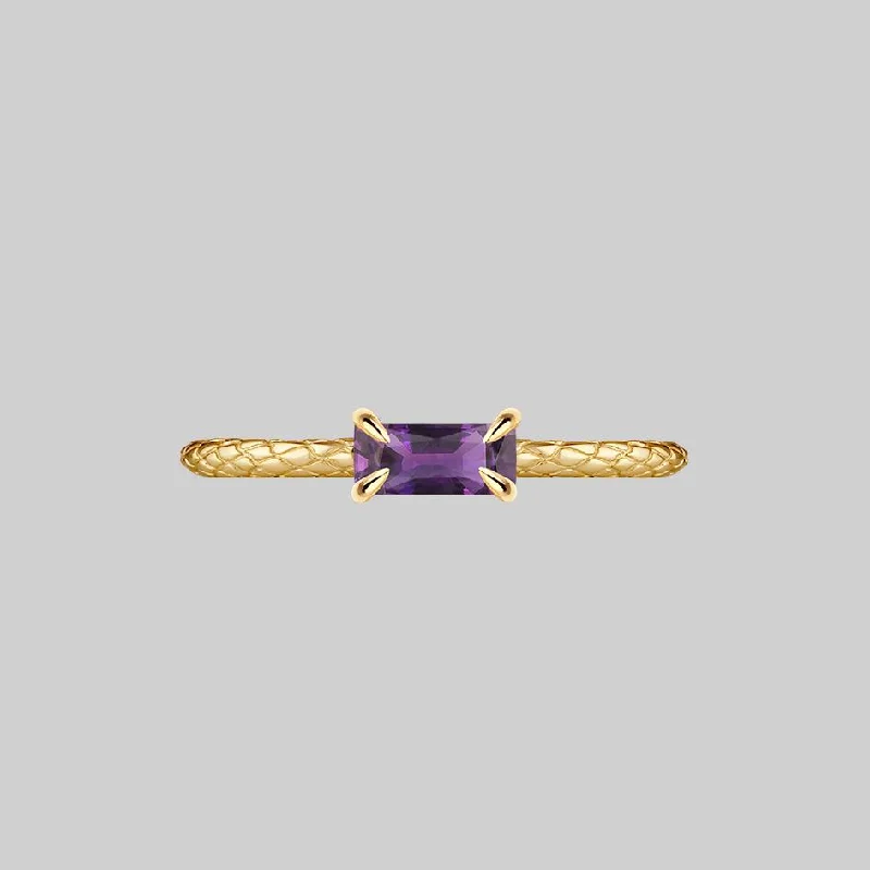 NYMPH. Amethyst Snake Skin Ring - Gold