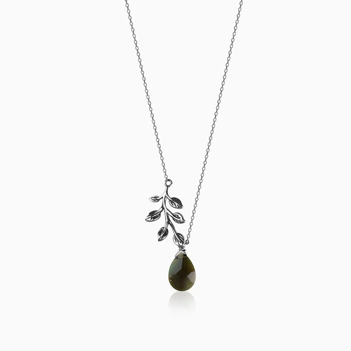 Silver Leaf Drop Necklace