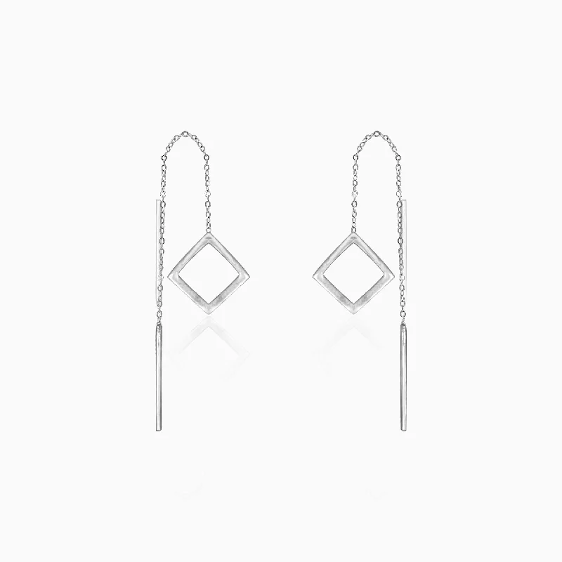 Oxidised Silver Square Danglers