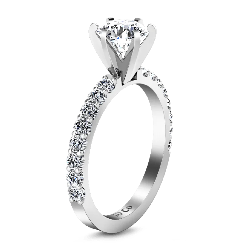 Round Diamond Pave Engagement Ring Lauren 14K White Gold