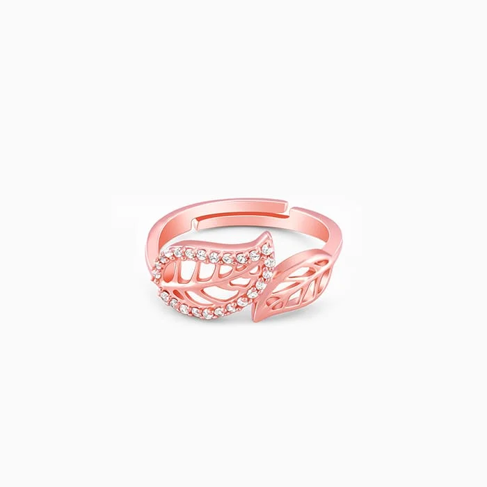 Rose Gold Leafy Cuts Ring